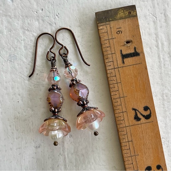 ARTISAN Earrings “Dusty Rose” - Dangles - Picture 9 of 11